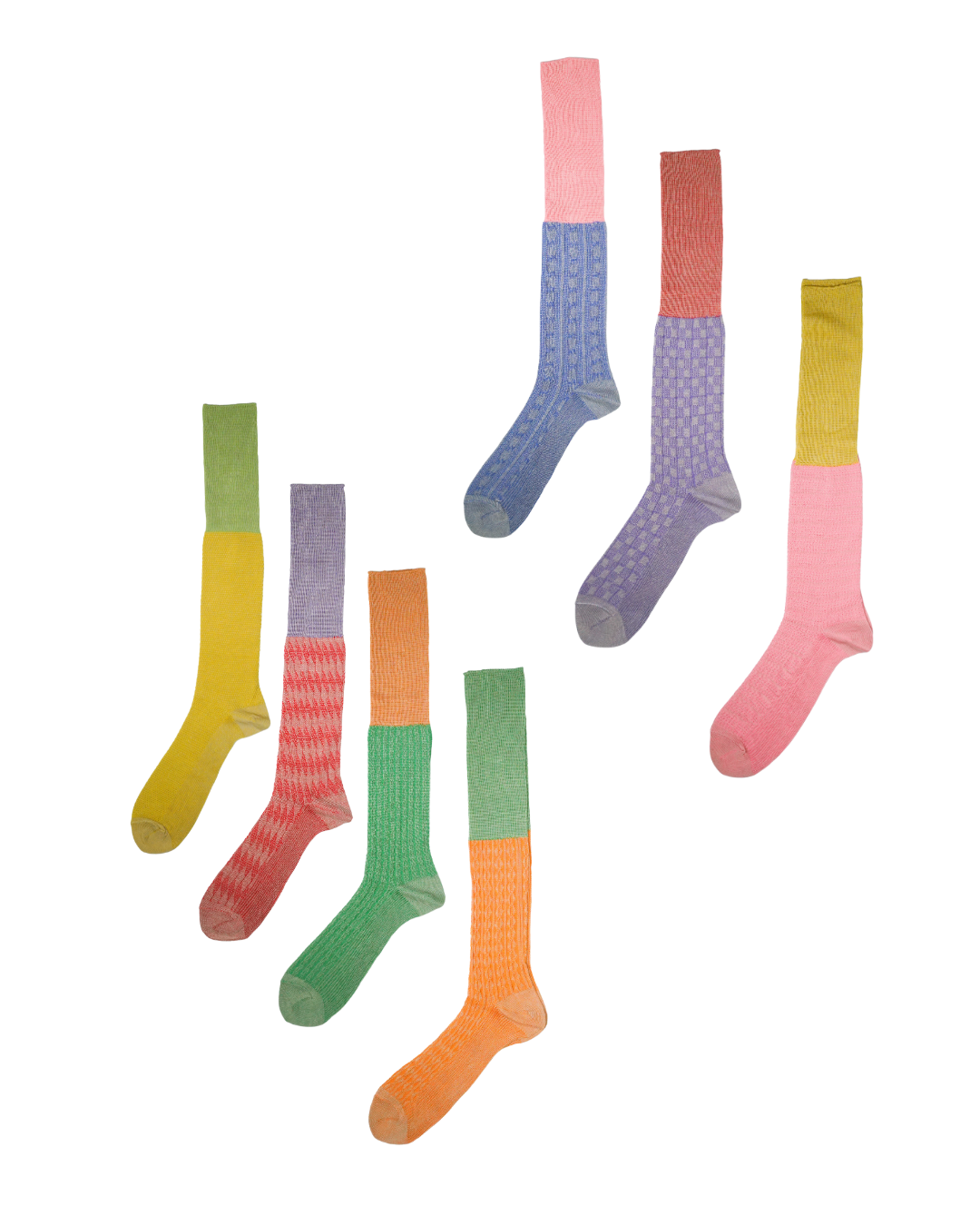 7 Pairs, Unisex Knee-High Foldable Mercerized Cotton Socks |