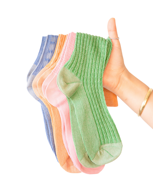 7 Pairs, Unisex Knee-High Foldable Mercerized Cotton Socks |