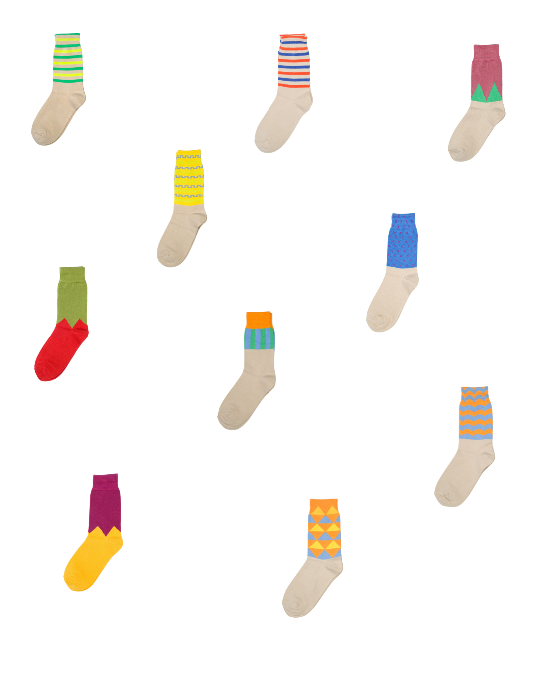 All-Purpose Double-Threaded Cotton Socks | 10 Pairs, 10 Unique Designs, Size 4-7 UK | £10 Bundle